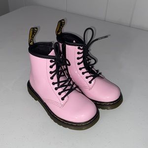 Dr. Martens Girl’s Pink Patent Leather Side Zip Boots Size 9